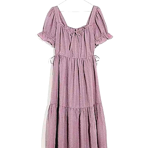 Madewell Square Neck Tiered Midi Dress in Textured Seersucker! Sold Out, Rare. - Picture 5 of 8